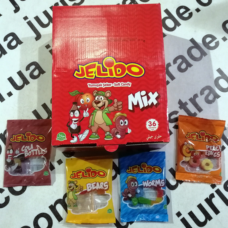 Жувальні мармеладні цукерки Jelido Mix 20 р. 36 шт./уп.