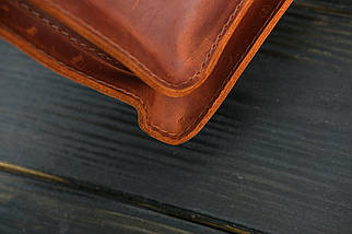 Женская кожаная сумка Уголок, натуральная Винтажная кожа, цвет коричневый, оттенок Коньяк, фото 3