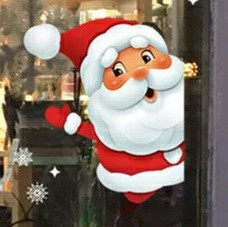 Набор  новогодних виниловых наклеек "Санта" № 2(пвх) для декора окна