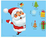 Набор  новогодних виниловых наклеек "Санта" № 2(пвх) для декора окна, фото 2