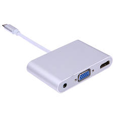 Алюминиевый переходник iLoungeMax 3-in-1 USB Type-C to HDMI | VGA | 3.5mm Silver