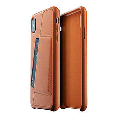 Кожаный чехол с отделением для карт MUJJO Full Leather Wallet Case Tan для iPhone XS Max