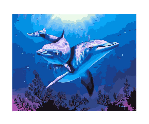Картина за номерами VA-2221 «Дельфіни»,  40х50 см