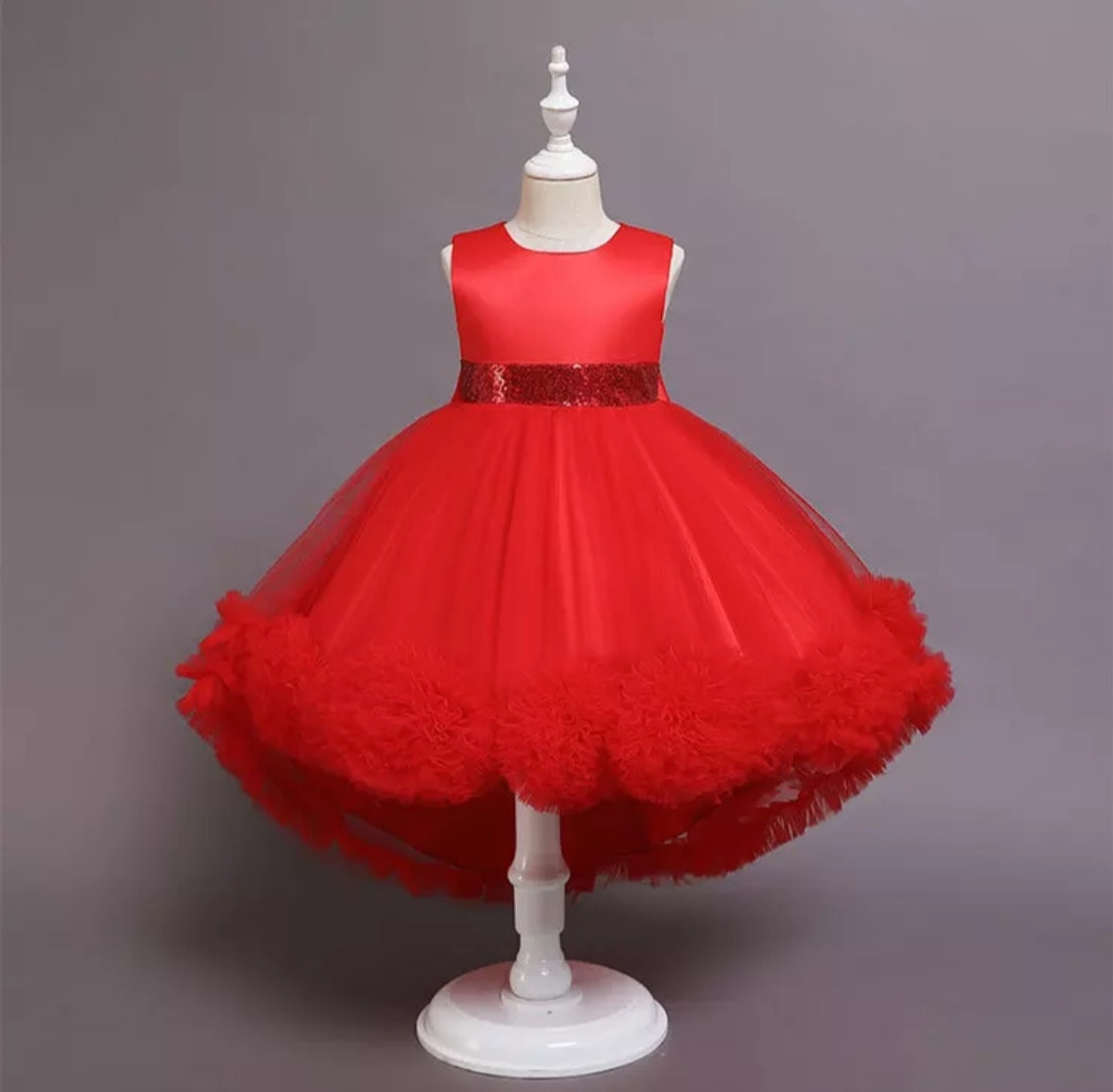 Платья красное каскадное принцессы для девочекDresses red cascading princess for girls