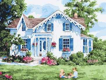 Картина розфарбування по номерах 40*50см "Заміський будинок" OPP (полотно на рамі з фарбами.кисті), фото 2