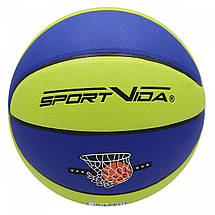 М'яч баскетбольний класичний Size 7 SportVida тренувальний Гумовий м'ячик для вулиці і залу Синій/Зелений, фото 3