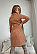Жіноча коричнева вельветова сукня-сорочка міні, фото 3