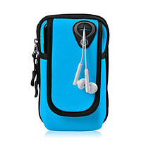 Спортивная сумка чохол на руку для бега, фитнеса для телефона до 6,5 ".Спортивная сумка на руку Blue голубая
