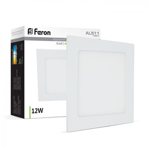 Світлодіодний світильник Feron AL511 12W білий квадрат
