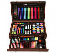 Художественный набор для рисования 130 предметов в деревянном чемоданчике УЦЕНКА, фото 1