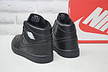 Высокие мужские кожаные кроссовки Nike air Jordan black черные, фото 4