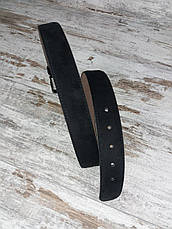 Качественный мужской ремень замша 35 мм черный, прочный оригинальный модный ремень из заменителя All, фото 3