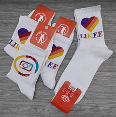Шкарпетки жіночі демісезонні високі з приколами Добра Пара 36-40р, instagram, білі, 30030398