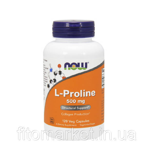 L-Пролін (L-Proline) 500 мг ТМ Нау Фудс / Now Foods 120 рослинних капсул