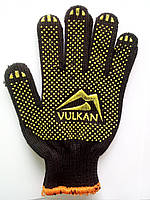 VULKAN Рукавички трикотажні чорні з жовтою ПВХ крапкою ТМ Vulkan 5611