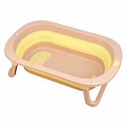 Детская ванночка Bestbaby BS-10 Pink + Yellow для купания новорожденных складная