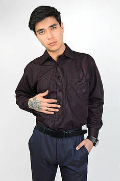 Рубашка мужская черная в бордовую полоску ZOOR 140132T