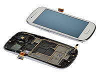 Дисплей для Samsung i8190 Galaxy S3 mini + touchscreen. белый. с передней панелью, фото 2
