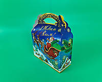 Новорічні коробки для цукерок № 205 (800-900гр) Дід Мороз на санях (25 шт), фото 1