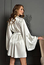 Красивый атласный халат для невесты Айвори, фото 2