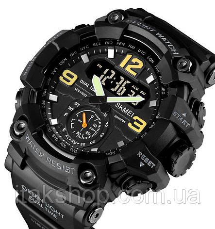 Чоловічі спортивні наручний годинник Skmei 1637 водонепроникні 5 АТМ (Чорні), фото 2
