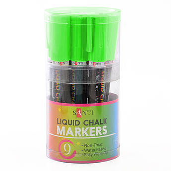 Меловой маркер SANTI, зеленый, 5 мм, 9шт/туб