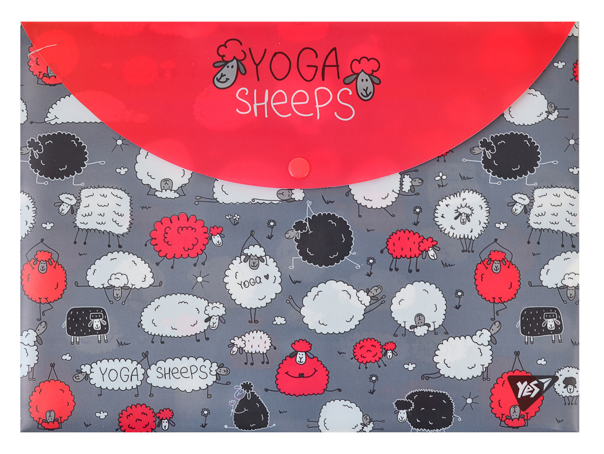 Папка-конверт YES на кнопці А4 "Yoga sheeps"