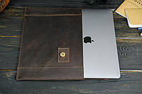 Кожаный чехол для MacBook, дизайн №20 натуральная Винтажная кожа, цвет коричневый, оттенок Шоколад