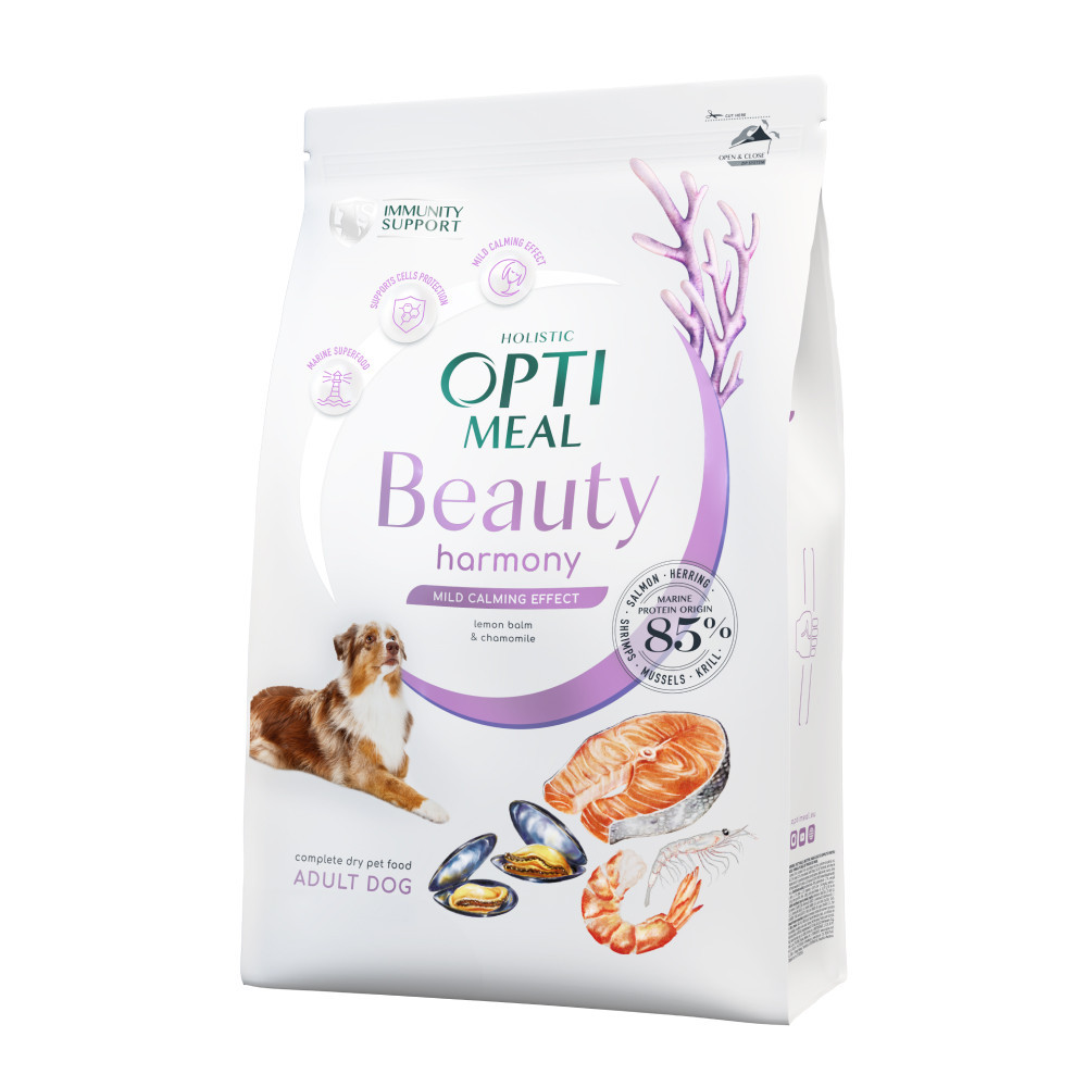 Сухой корм Optimeal Beauty Harmony для собак с мягким успокоительным эффектом на основе морепродуктов 10 кг