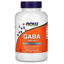 GABA (Гама-Аміномасляна Кислота) 500мг, Now Foods, 200 вегетаріанських капсул