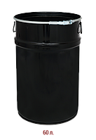 Бочка металлическая для нефтехимической продукции 1А2 без внутреннего покрытия 60л чёрная 0,6х0,5х0,5, фото 1