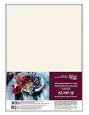 Папір для акварелі А3 біла 10 аркушів дрібне зерно 200 г/м2 Rosa Studio, 16921004