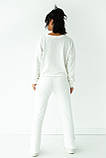 Жіночий трикотажний костюм світшот і штани з розпірками me joy - молочний колір, S (є розміри), фото 5