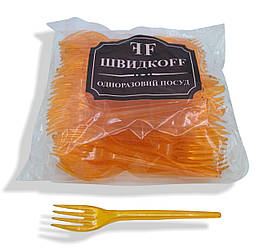 Вилки пластиковые плотные 100 шт Оранжевые Юнита
