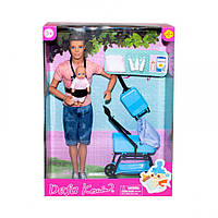 Кукла типа Кен с ребенком DEFA 8369 коляска и др. аксессуары (Розовый) | Denver | Куклы Барби, по типу Барби