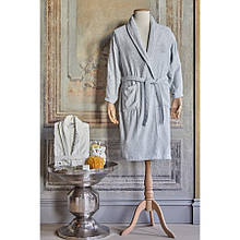 Набор халат с полотенцем Karaca Home - Eldora Offwhite-Gri 2020-2 кремовый-серый