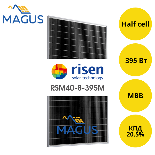 Солнечная батарея Risen Energy RSM40-8-395M, 395 Вт MBB Half-cell (монокристалл) серии TITAN S