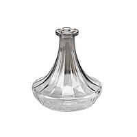Маленькая стильная вазочка, бутылочка, флакон "Грация" прозрачная серая 14х12 см