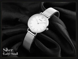 Наручные женские часы Skmei 1185 ультратонкие Серебристые, фото 3