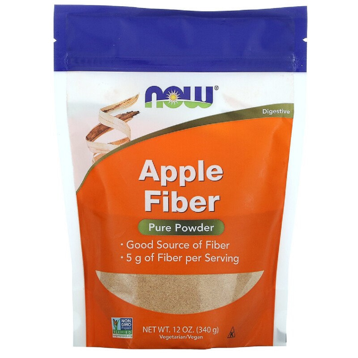 Чистая яблочная клетчатка, Pure Apple Fiber, Now Foods, Порошок, 340 гр
