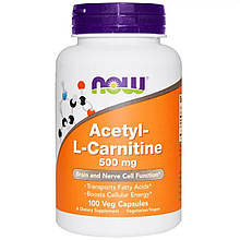 Ацетил-L Карнитин, Acetyl-L Carnitine, Now Foods, 500 мг, 100 капсул