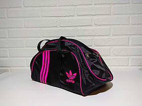 Спортивная сумка адидас, adidas для фитнеса с плечевым ремнем. Черная с розовым, фото 3