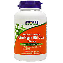 Гінкго Білоба, Ginkgo Biloba, Double Strength, Now Foods, 120 мг, 200 капсул