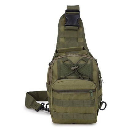 Тактична сумка - рюкзак на одній лямці кольору хакі. Військовий, армійський рюкзак через плече. T-Bag 3, фото 2