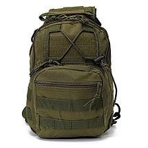 Тактична сумка - рюкзак на одній лямці кольору хакі. Військовий, армійський рюкзак через плече. T-Bag 3, фото 2