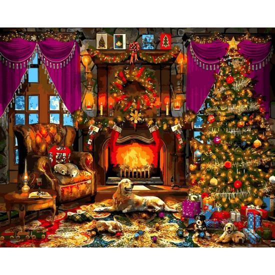 Картина по номерам рисование Babylon Рождественская елка 40х50см набор для росписи по цифрам в коробке