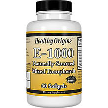 Вітамін E 1000IU, Healthy Origins, 60 желатинових капсул