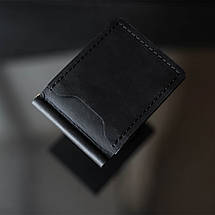 Затиск для грошей, гаманець чорний з натуральної шкіри "Crazy Horse"., фото 2