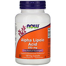 Альфа-ліпоєва кислота 250 мг, Alpha Lipoic Acid, Now Foods, 120 капсул