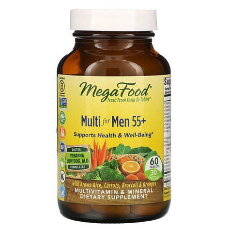 Вітаміни для чоловіків 55+, Multi for Men 55+, MegaFood, 60 таблеток, фото 2
